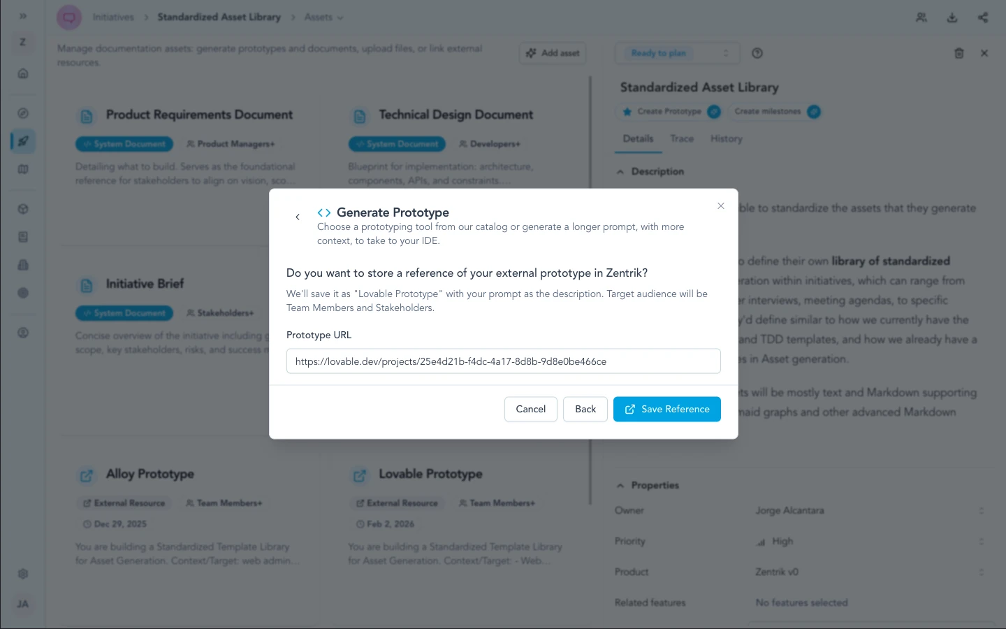Save external prototype reference step in the generate prototype flow.